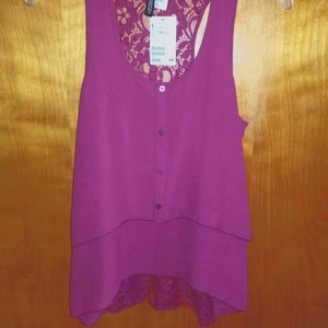 Lace Back Chiffon Tank